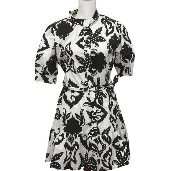 Sofia Delia Mini dress, black/white, one size, NWT, graphic, minimalist, tiered - Picture 1 of 7